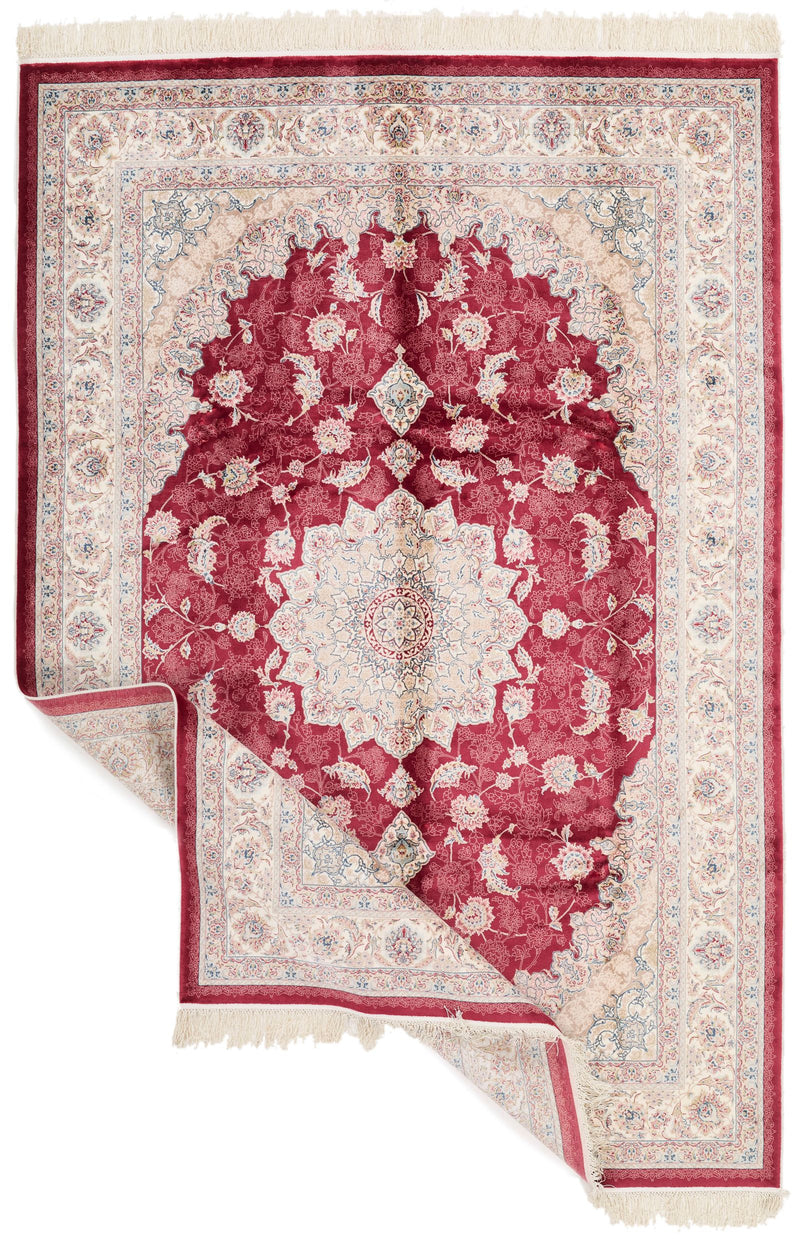 5x8 Red and Ivory Turkish Antep Rug