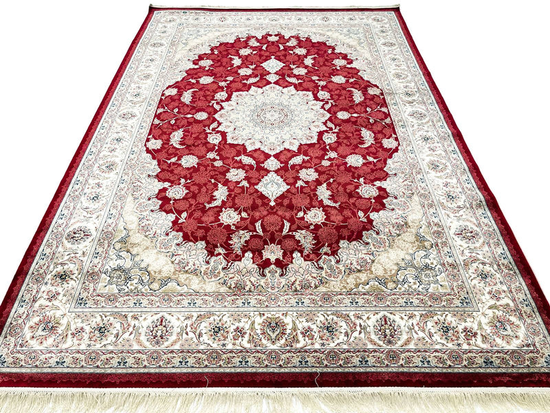 5x8 Red and Ivory Turkish Antep Rug