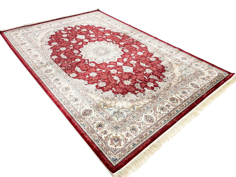 5x8 Red and Ivory Turkish Antep Rug
