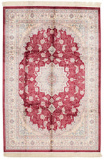 5x8 Red and Ivory Turkish Antep Rug