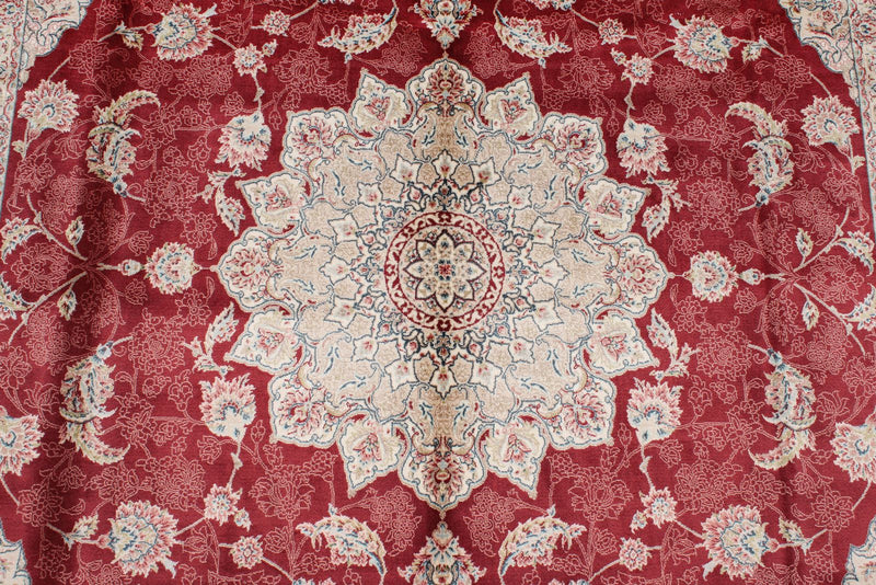 5x8 Red and Ivory Turkish Antep Rug