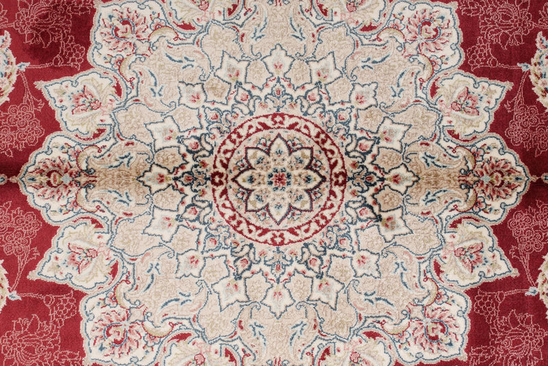 5x8 Red and Ivory Turkish Antep Rug