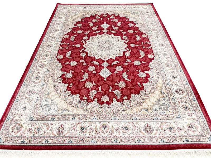 5x8 Red and Ivory Turkish Antep Rug