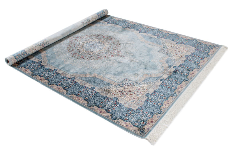 5x8 Blue and Blue Turkish Antep Rug