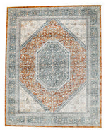 8x10 Rust and Blue Turkish Antep Rug