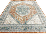 8x10 Rust and Blue Turkish Antep Rug