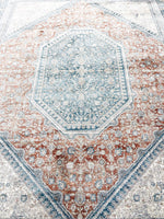 8x10 Rust and Blue Turkish Antep Rug