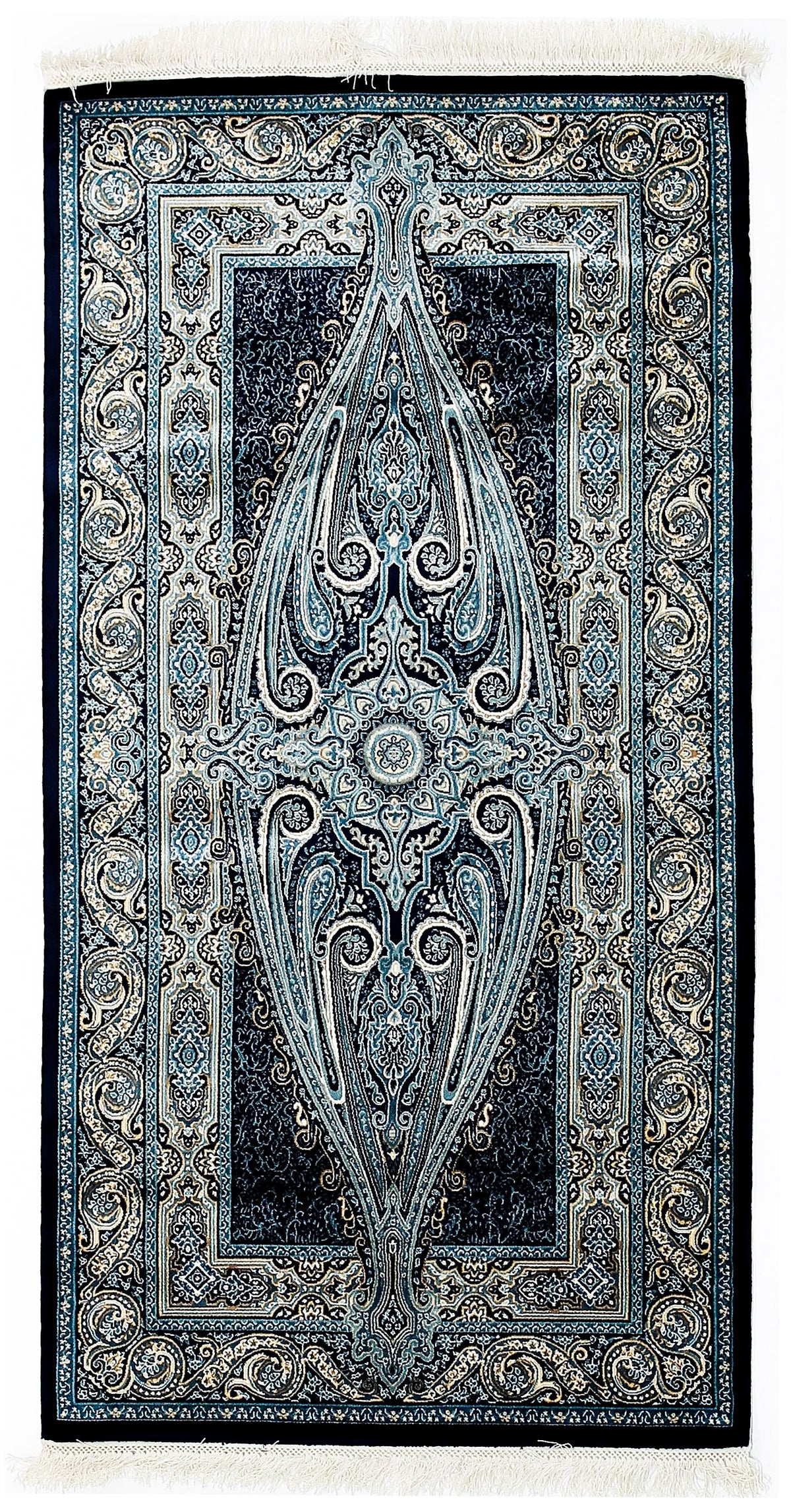 3x5 Navy and Ivory Turkish Antep Rug