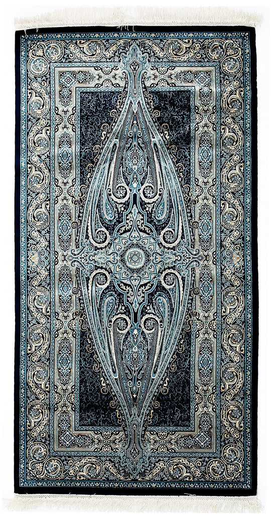 3x5 Navy and Ivory Turkish Antep Rug