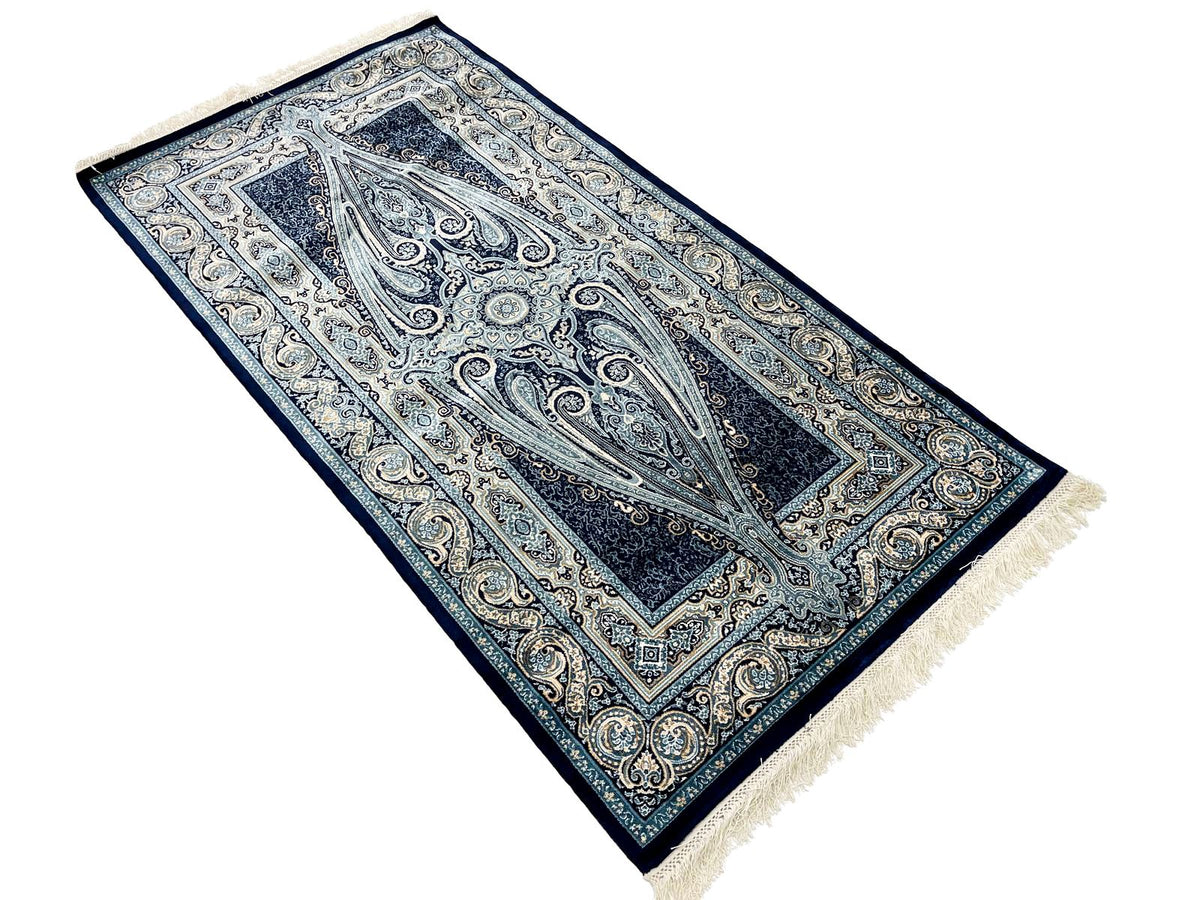 3x5 Navy and Ivory Turkish Antep Rug