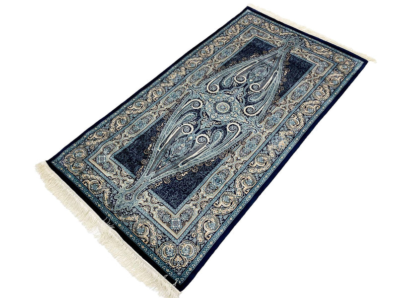 3x5 Navy and Ivory Turkish Antep Rug