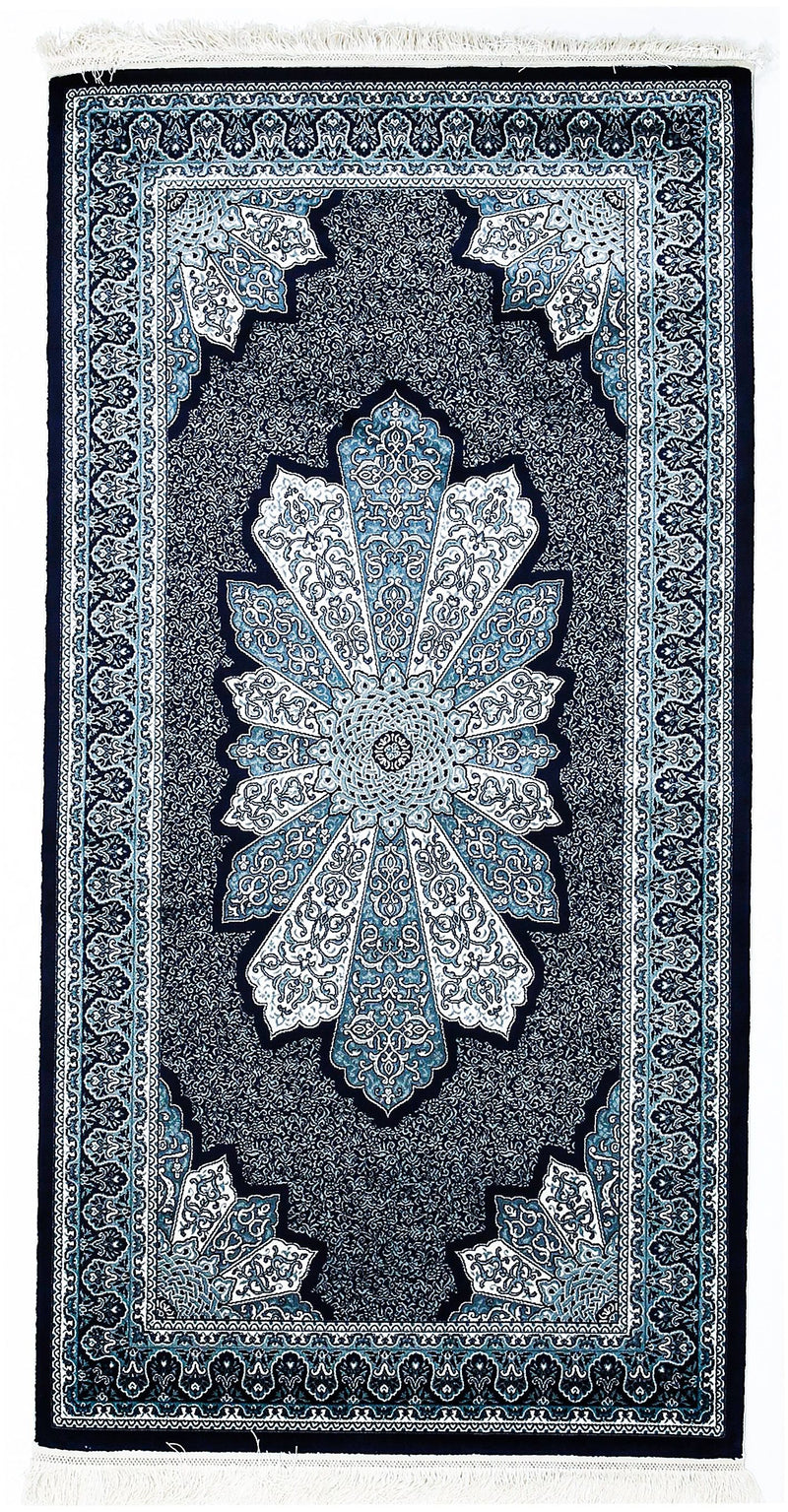 3x5 Navy and Ivory Turkish Antep Rug