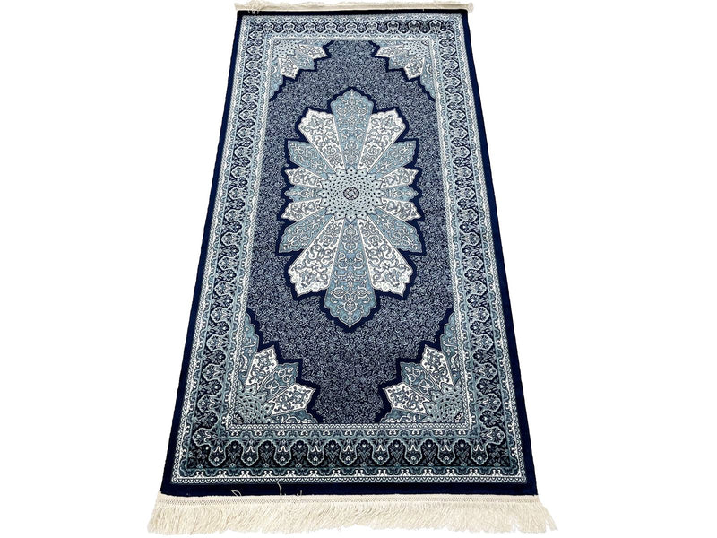 3x5 Navy and Ivory Turkish Antep Rug