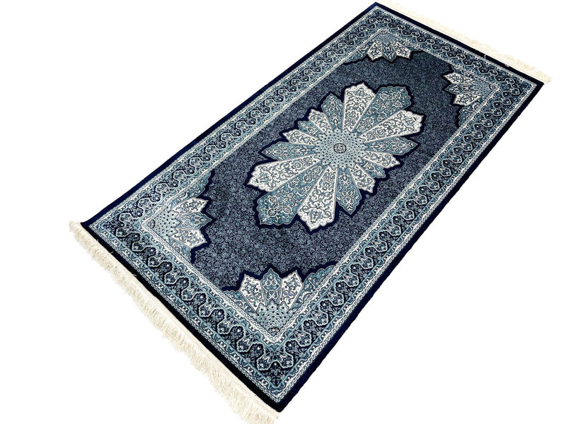 3x5 Navy and Ivory Turkish Antep Rug