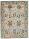 5x7 Ivory and Green Turkish Oushak Rug