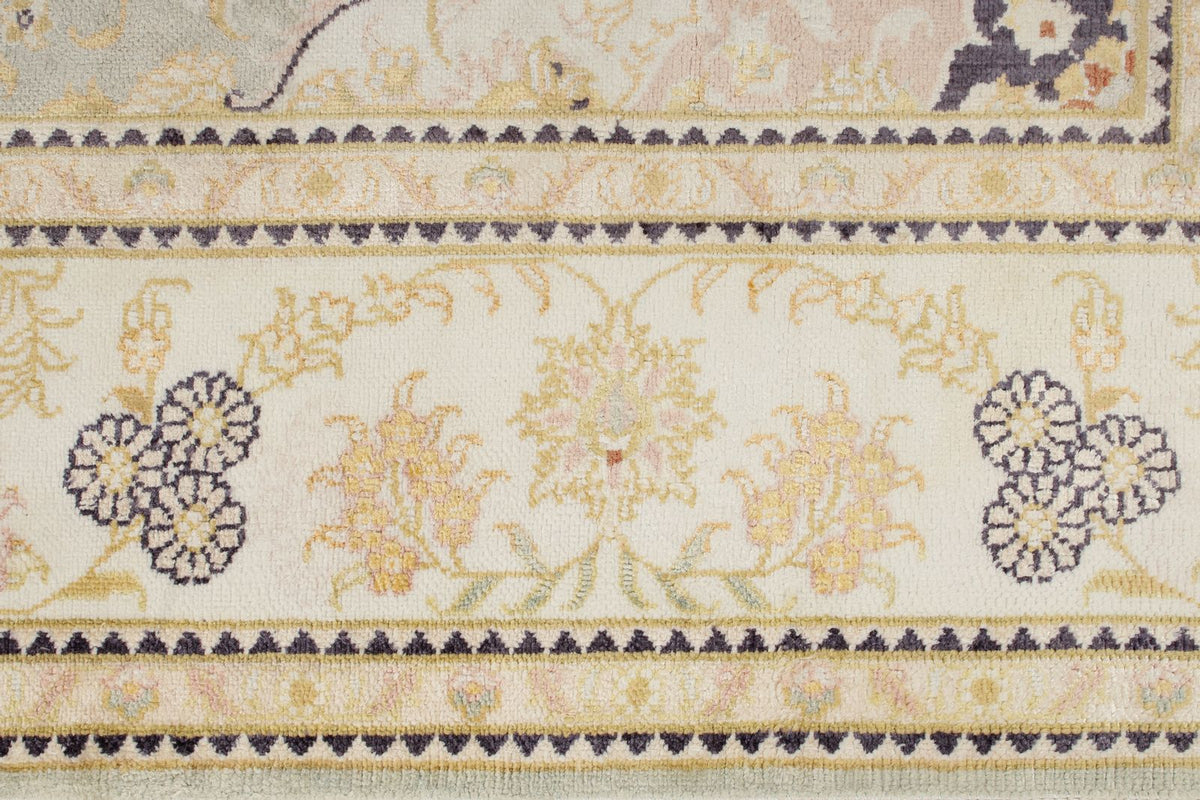 6x9 Light Blue and Ivory Turkish Silk Rug