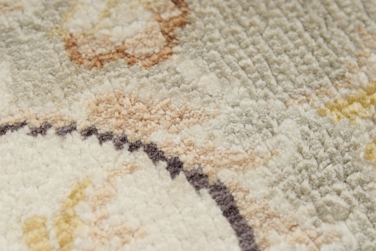 6x9 Light Blue and Ivory Turkish Silk Rug