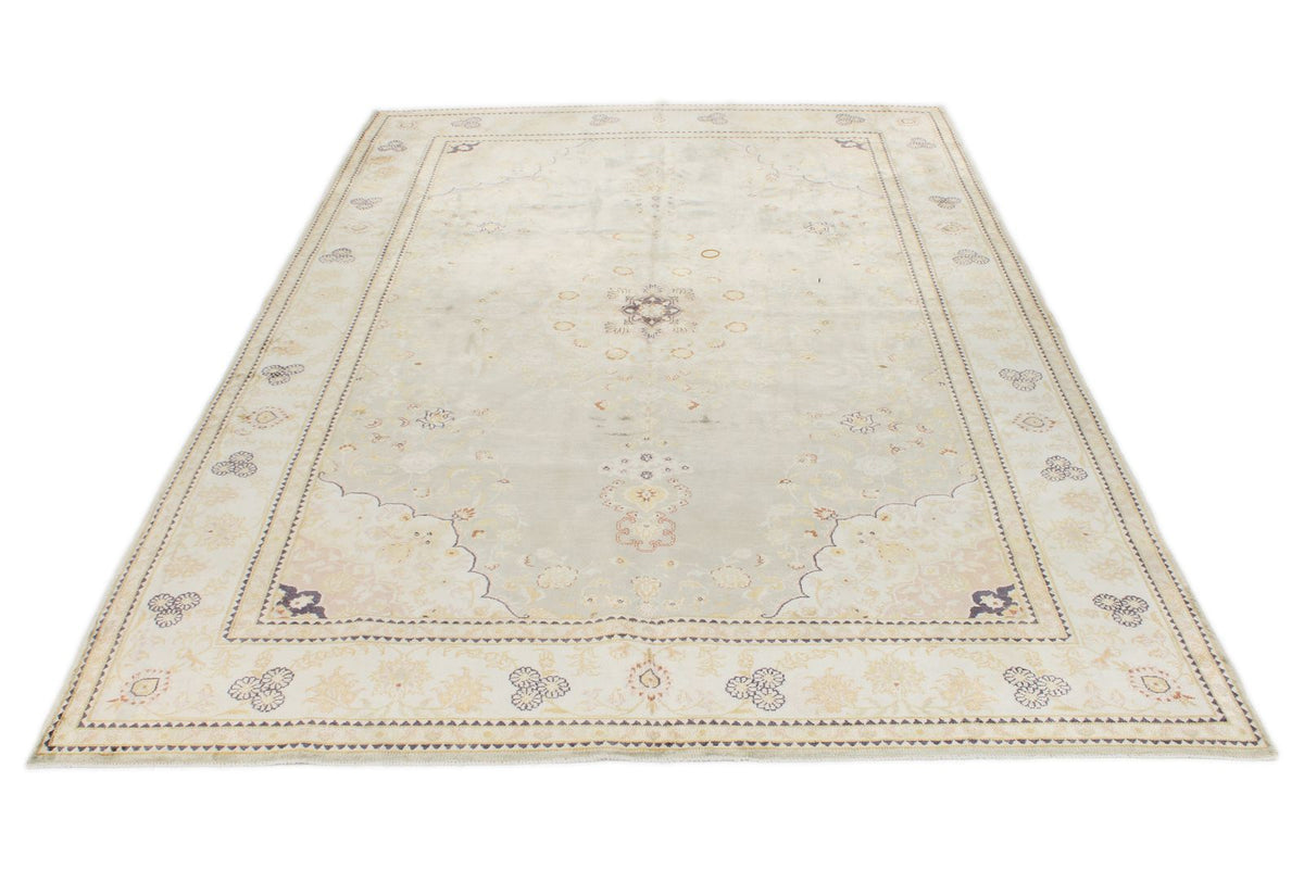 6x9 Light Blue and Ivory Turkish Silk Rug