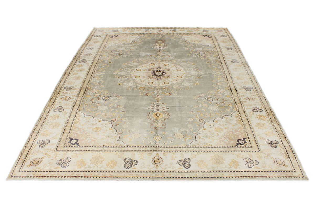 6x9 Light Blue and Ivory Turkish Silk Rug