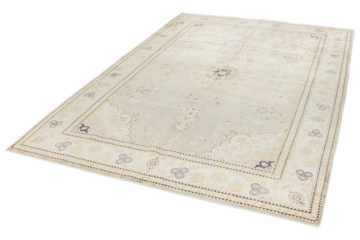 6x9 Light Blue and Ivory Turkish Silk Rug