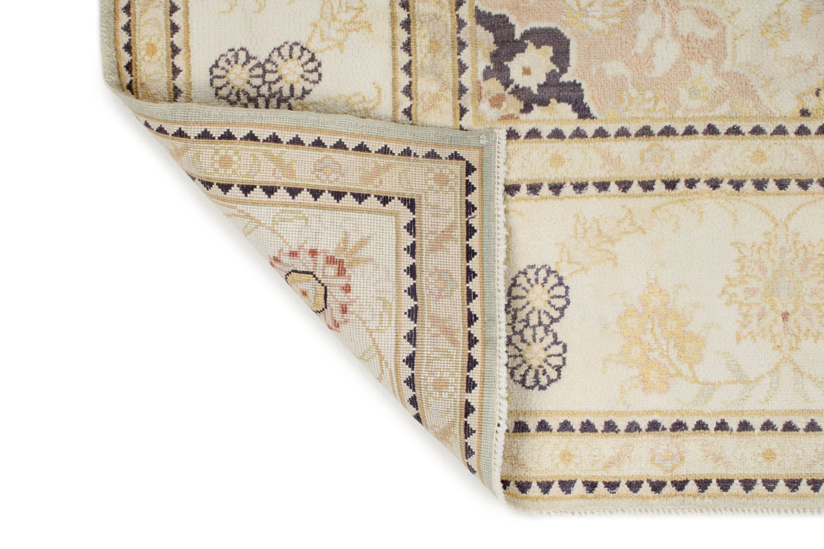 6x9 Light Blue and Ivory Turkish Silk Rug