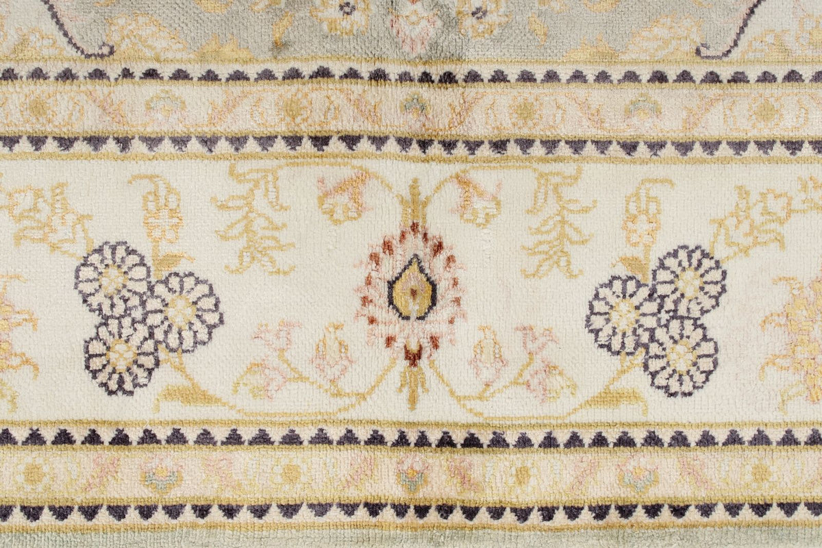 6x9 Light Blue and Ivory Turkish Silk Rug