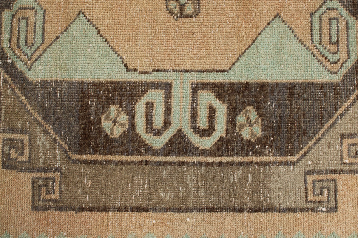 4x13 Ivory and Brown Turkish Tribal Runner