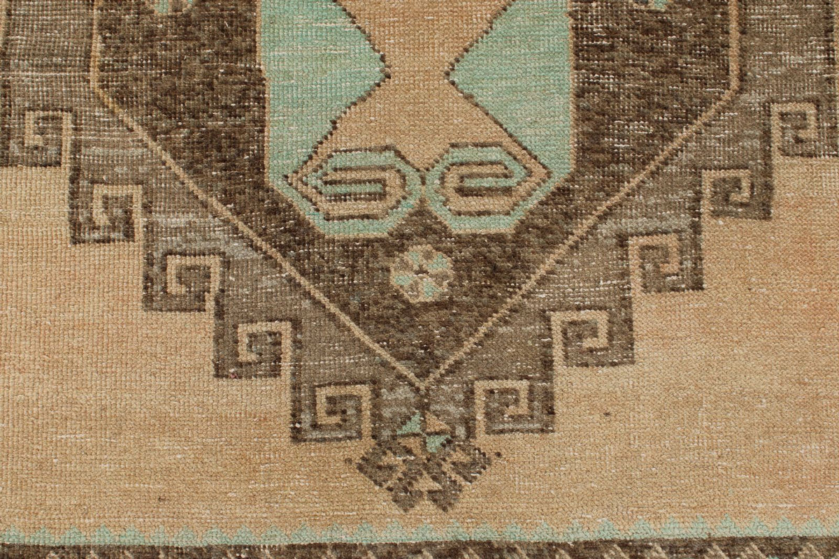 4x13 Ivory and Brown Turkish Tribal Runner