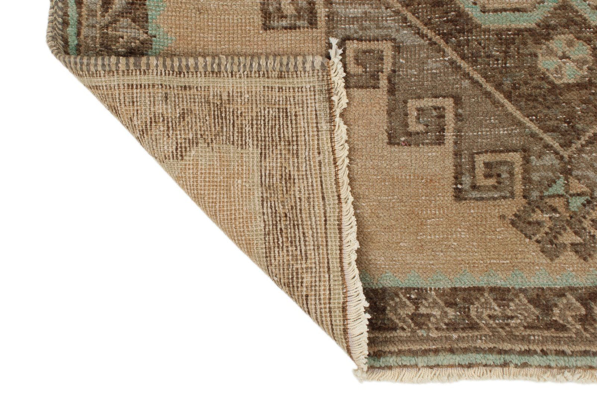 4x13 Ivory and Brown Turkish Tribal Runner