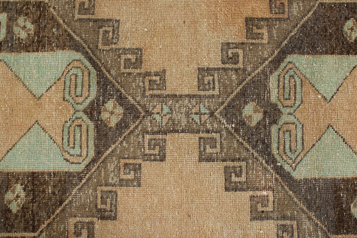 4x13 Ivory and Brown Turkish Tribal Runner