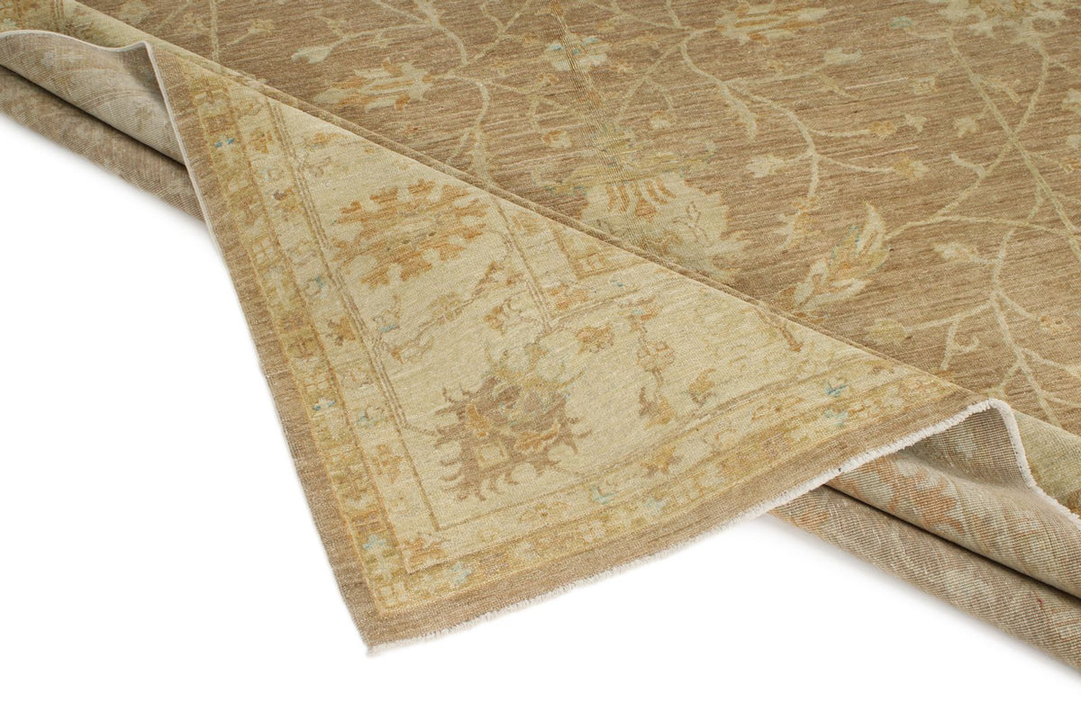 8x9 Light Brown and Ivory Turkish Oushak Rug