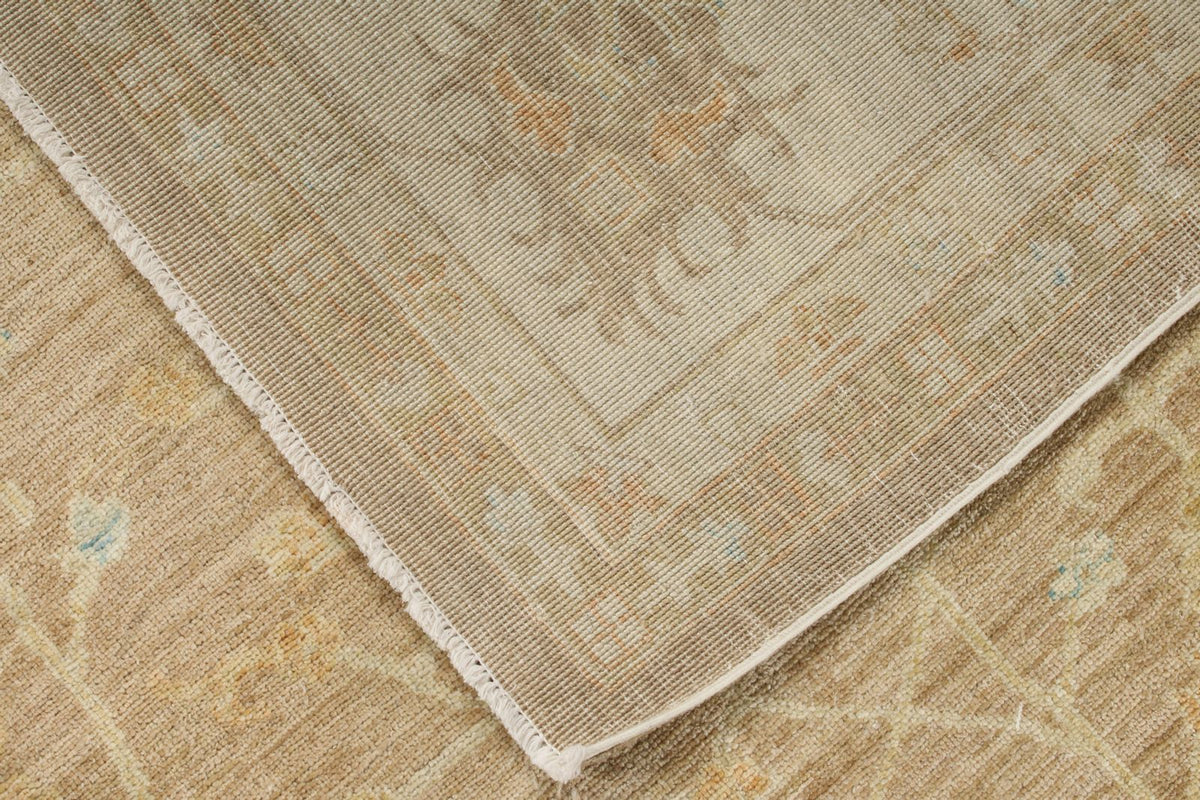 8x9 Light Brown and Ivory Turkish Oushak Rug