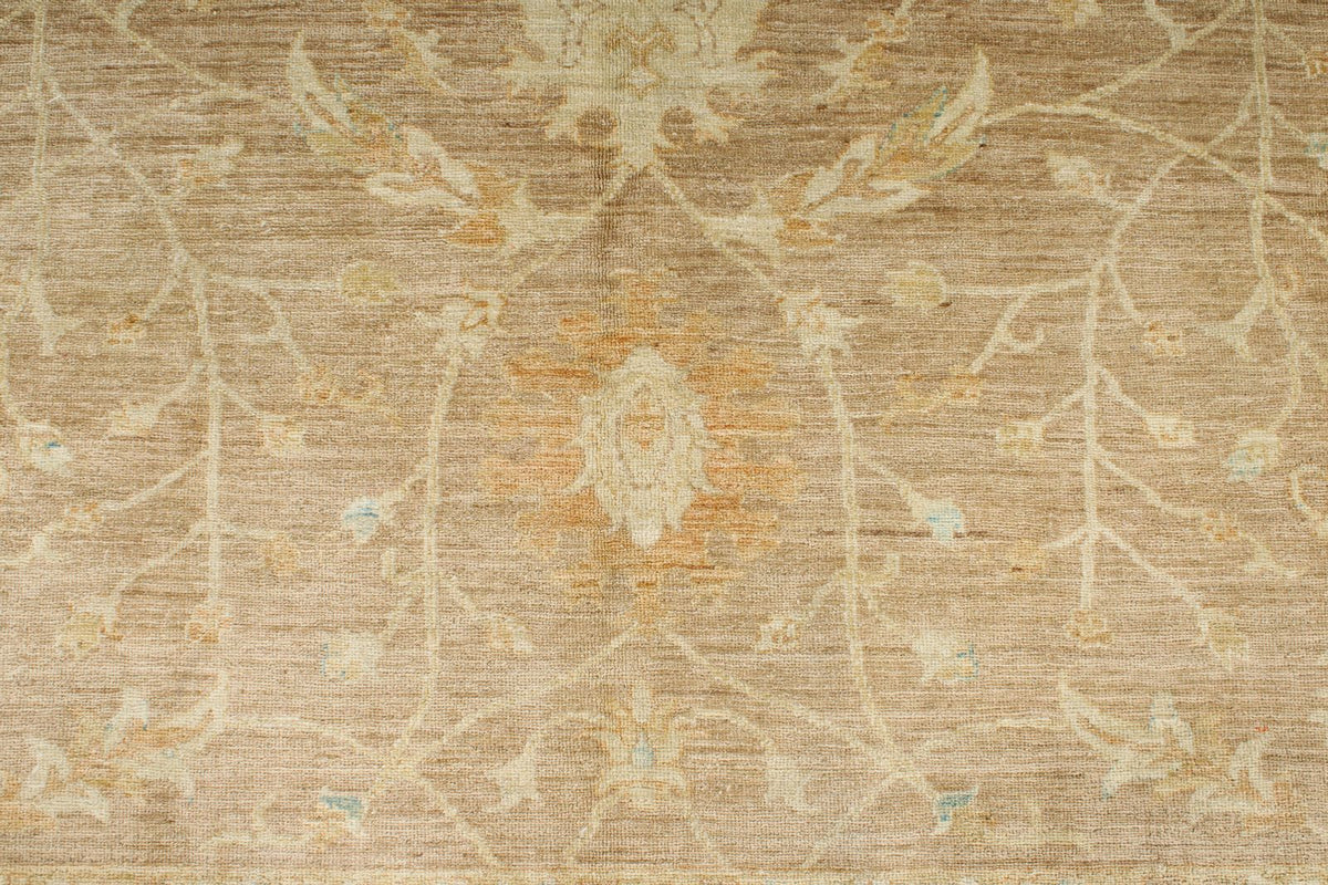 8x9 Light Brown and Ivory Turkish Oushak Rug