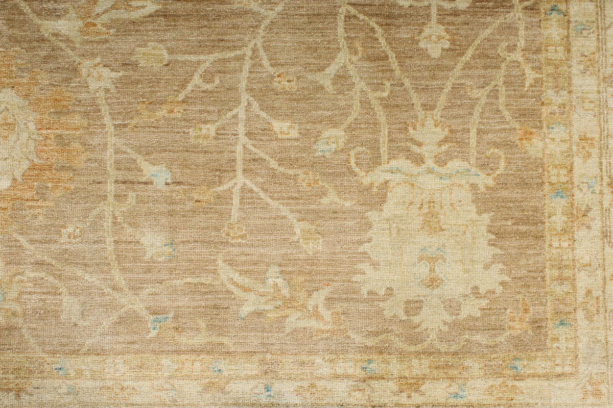 8x9 Light Brown and Ivory Turkish Oushak Rug
