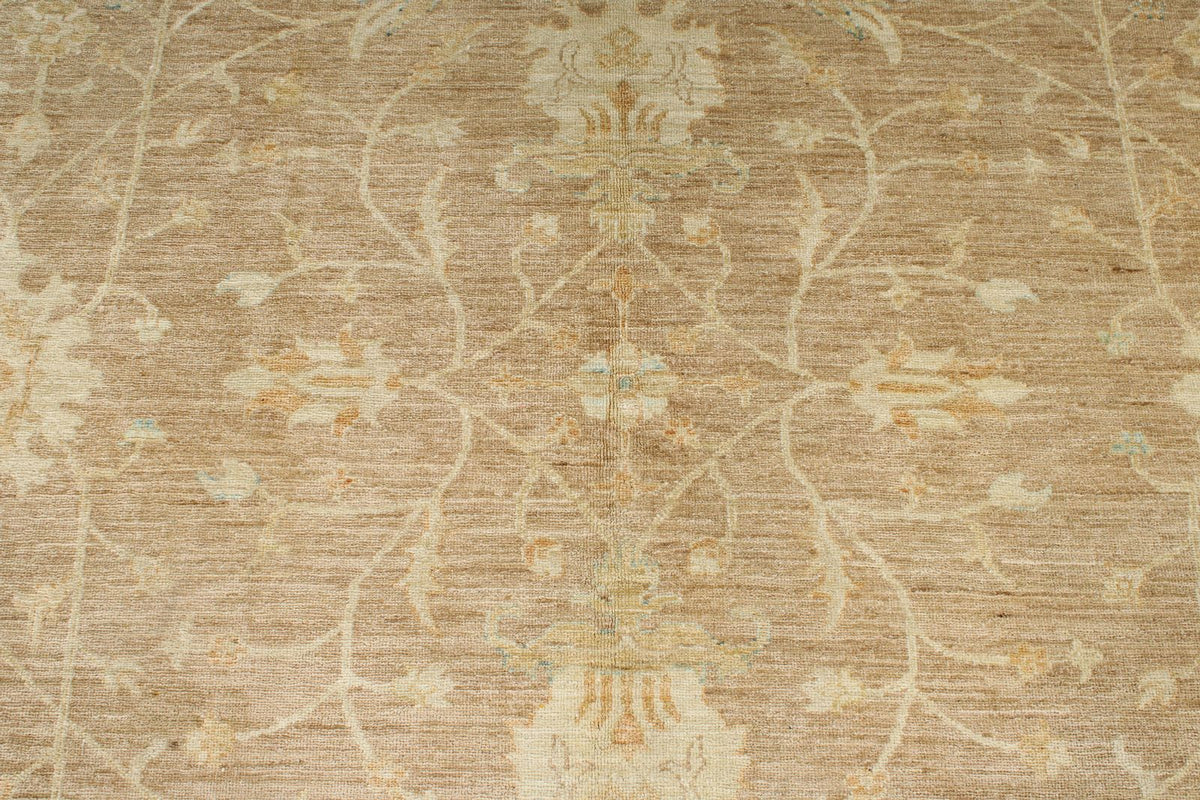 8x9 Light Brown and Ivory Turkish Oushak Rug