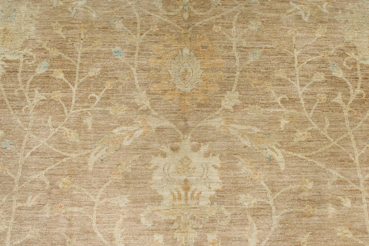 8x9 Light Brown and Ivory Turkish Oushak Rug