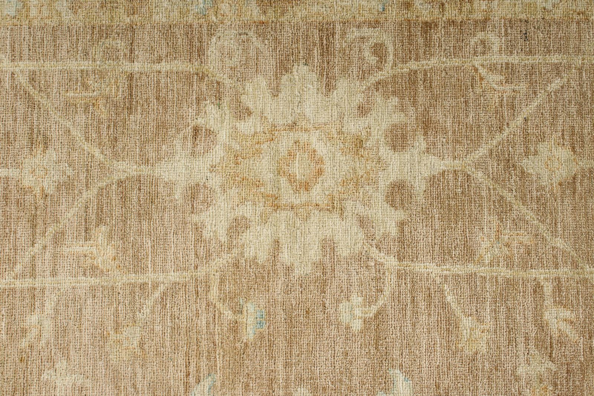 8x9 Light Brown and Ivory Turkish Oushak Rug