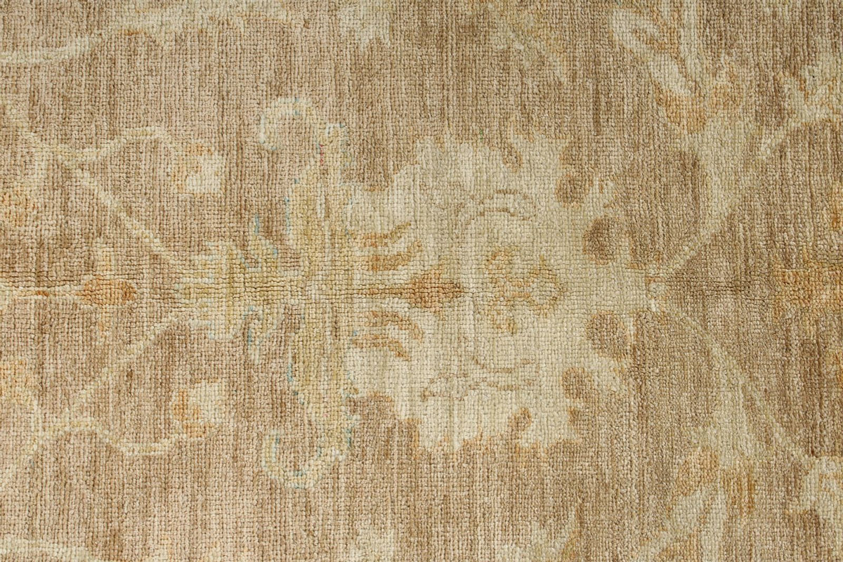 8x9 Light Brown and Ivory Turkish Oushak Rug