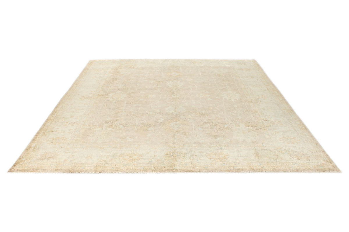 8x9 Light Brown and Ivory Turkish Oushak Rug