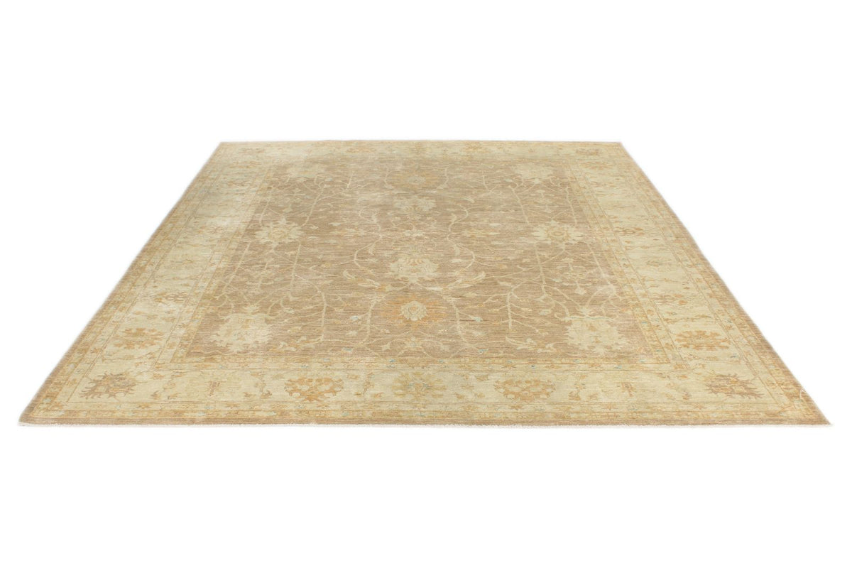 8x9 Light Brown and Ivory Turkish Oushak Rug