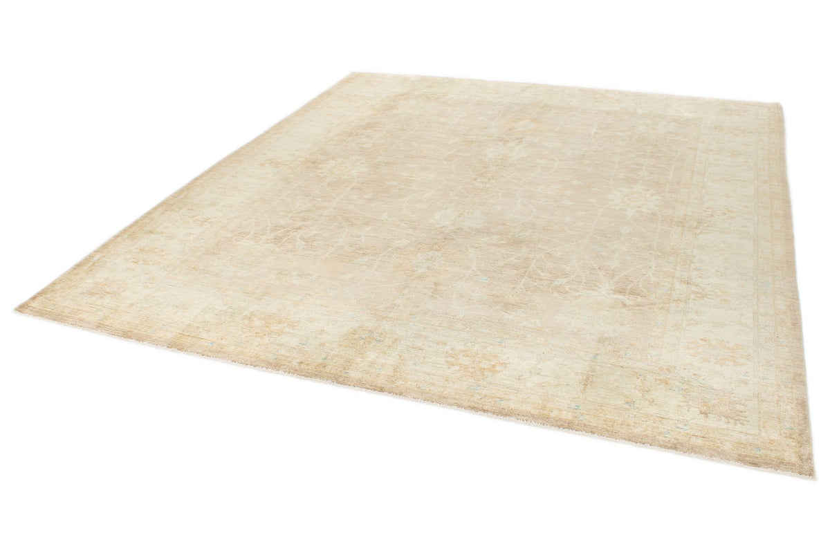 8x9 Light Brown and Ivory Turkish Oushak Rug