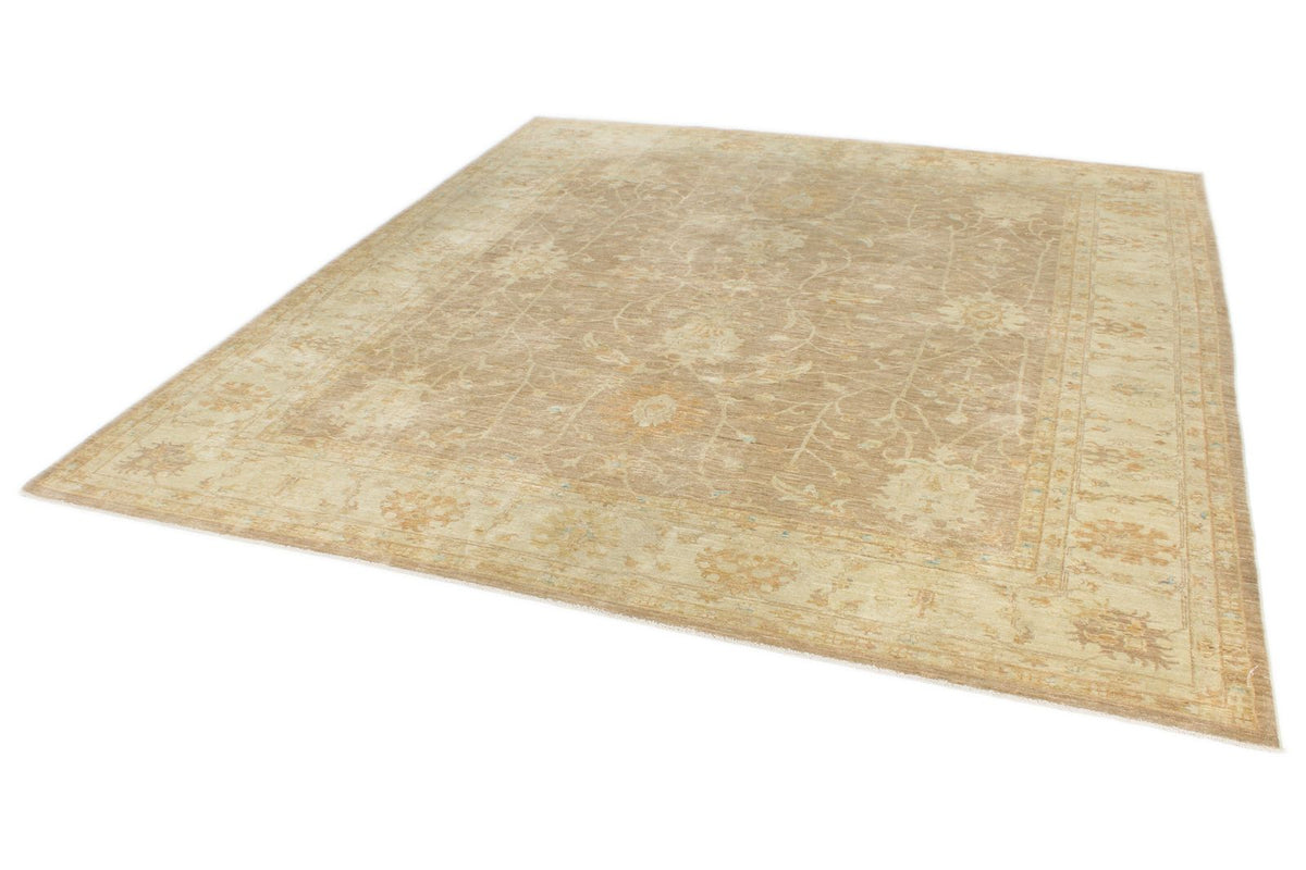 8x9 Light Brown and Ivory Turkish Oushak Rug