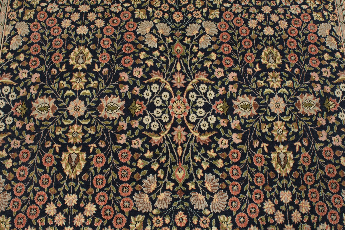 6x9 Navy and Rose Turkish Silk Rug