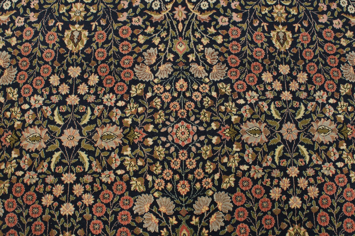 6x9 Navy and Rose Turkish Silk Rug