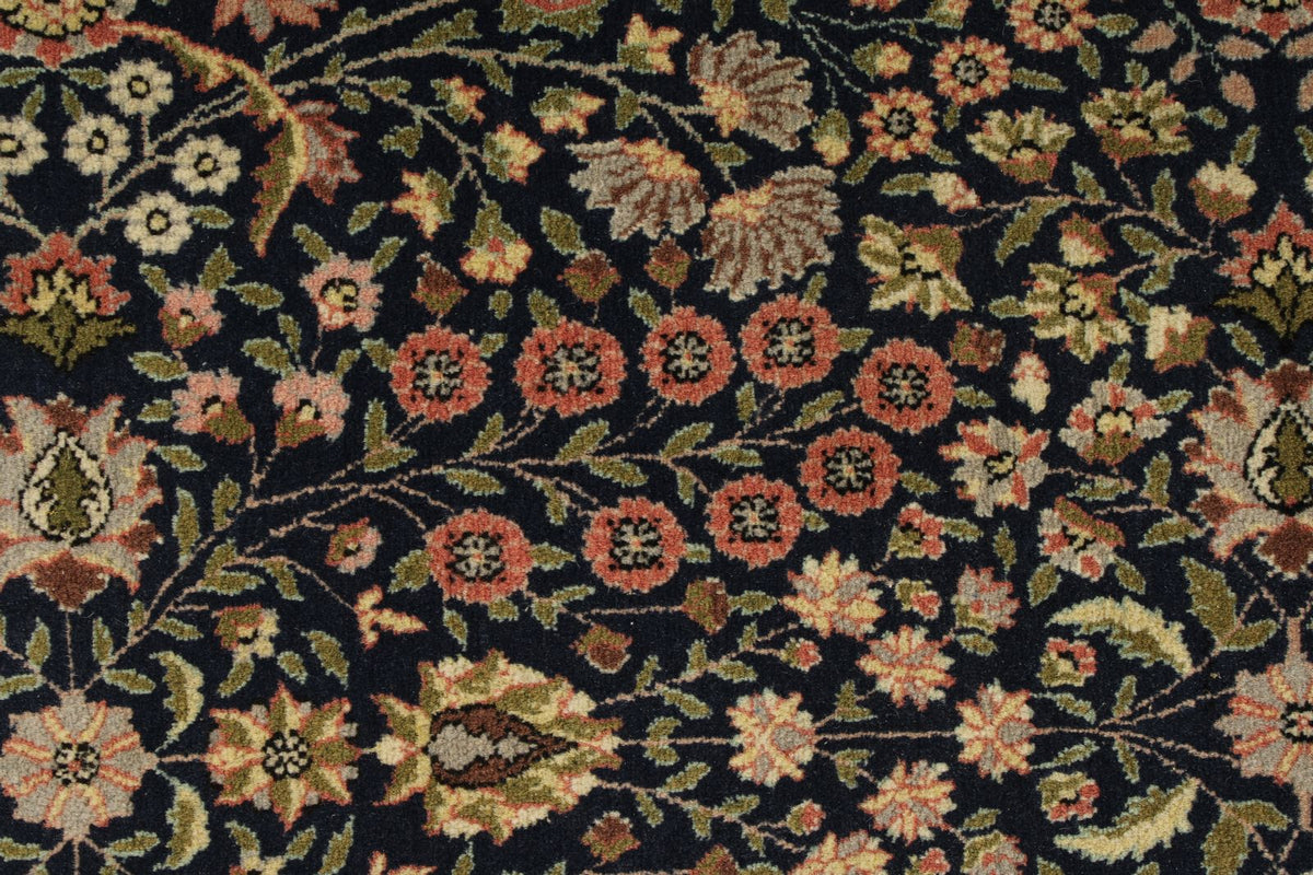 6x9 Navy and Rose Turkish Silk Rug