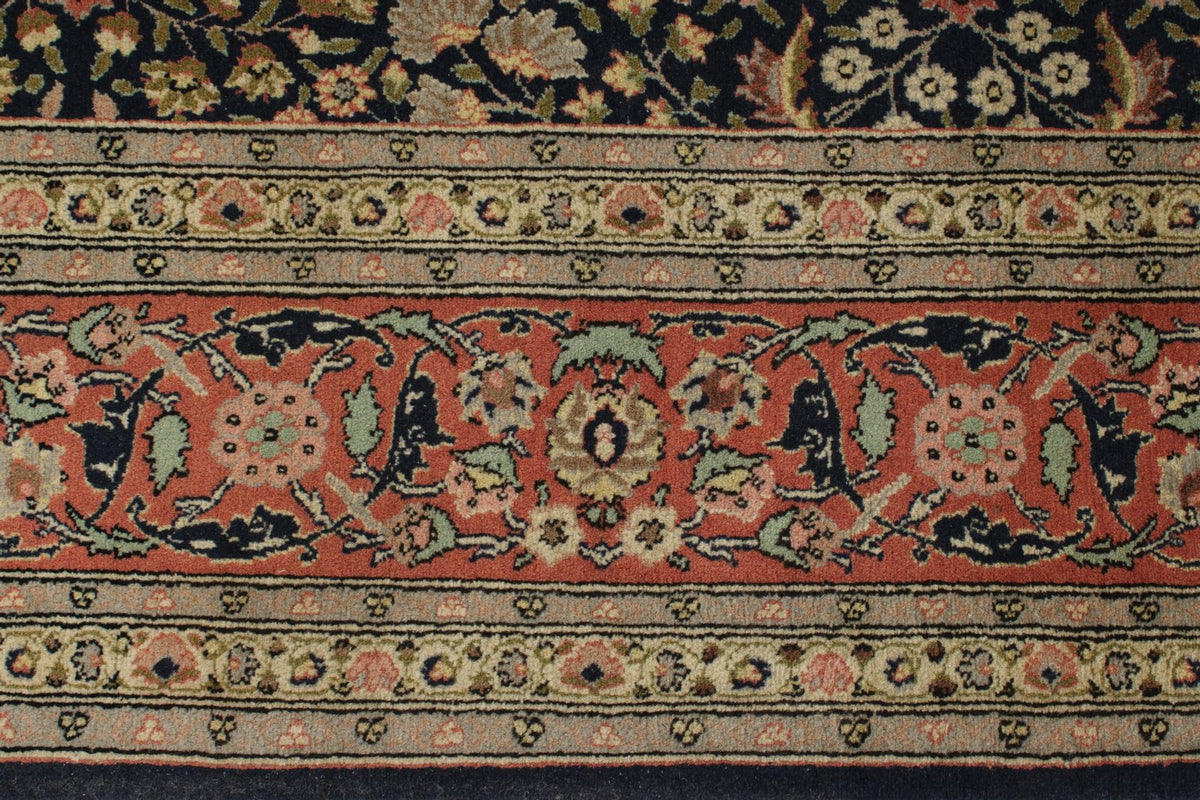 6x9 Navy and Rose Turkish Silk Rug