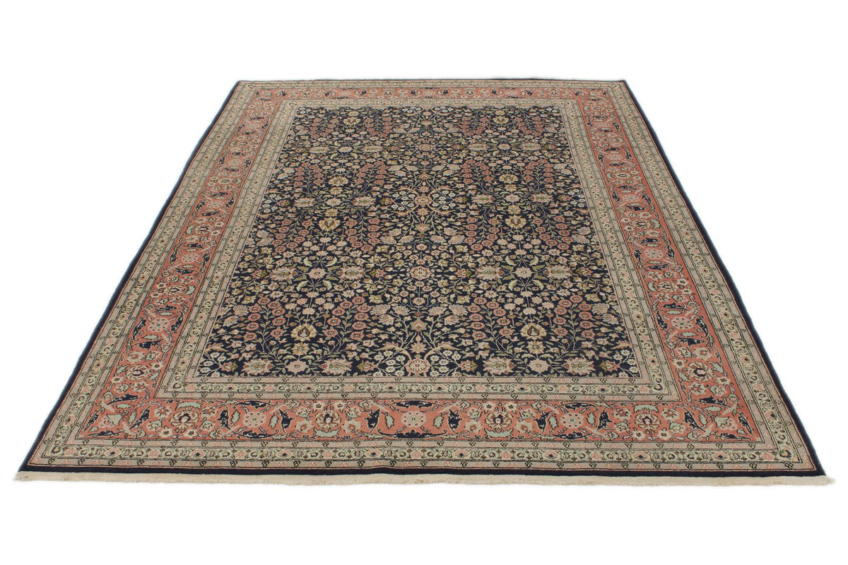 6x9 Navy and Rose Turkish Silk Rug
