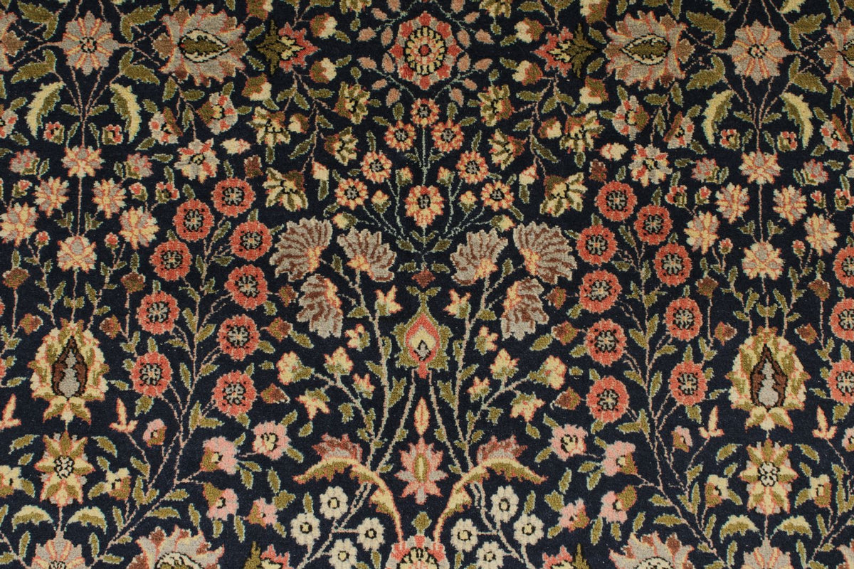 6x9 Navy and Rose Turkish Silk Rug