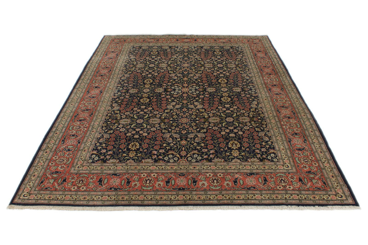 6x9 Navy and Rose Turkish Silk Rug