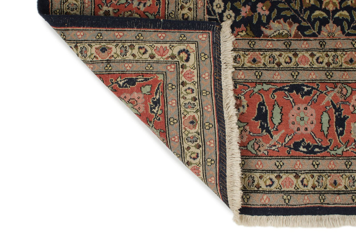 6x9 Navy and Rose Turkish Silk Rug